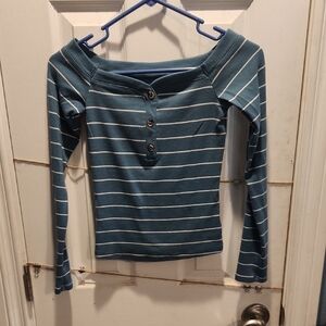 Blue and White Long Sleeve Tee